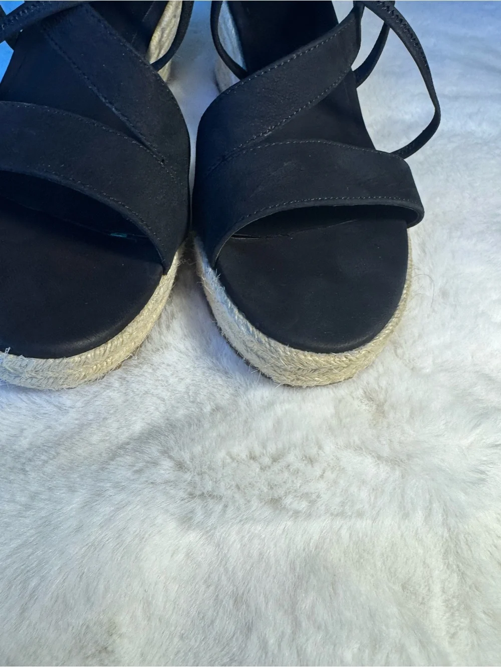Eileen Fisher Black Wanda Espadrille Wedge Sandals Size 11